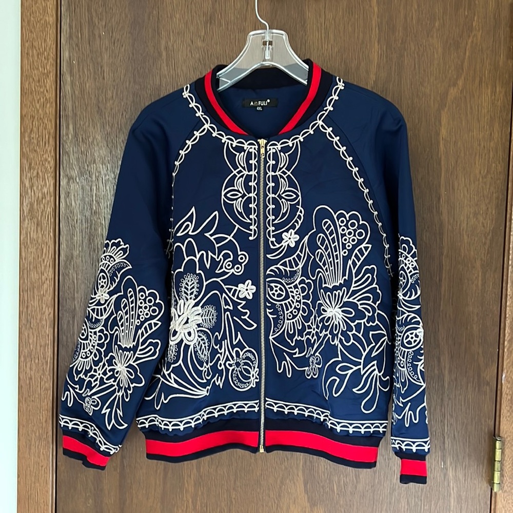Satin embroidered jacket